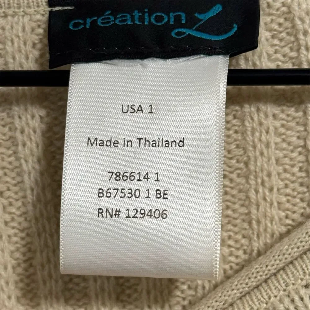 Création L Merino Wool‎ Blend Fringe Poncho Sweater Oversize Knit Beige Germany